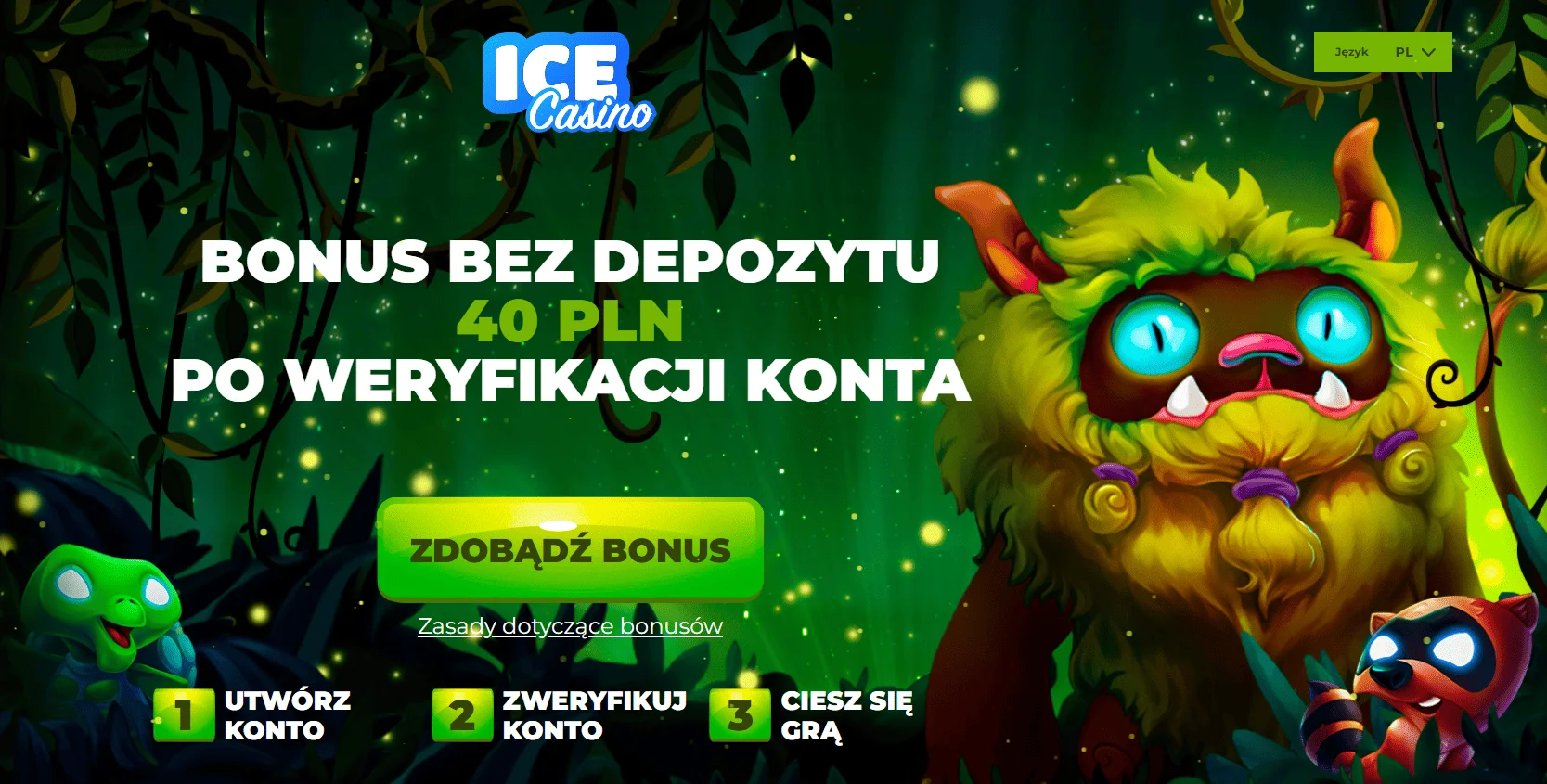 Bonus 40 zł bez depozytu za rejestrację w kasynie online