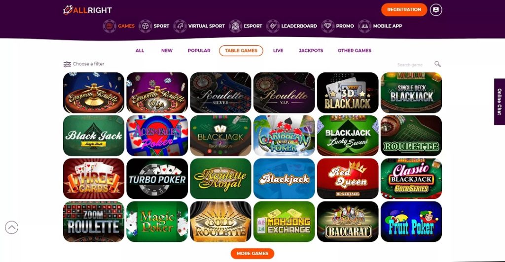 All Right Casino kasyno na żywo